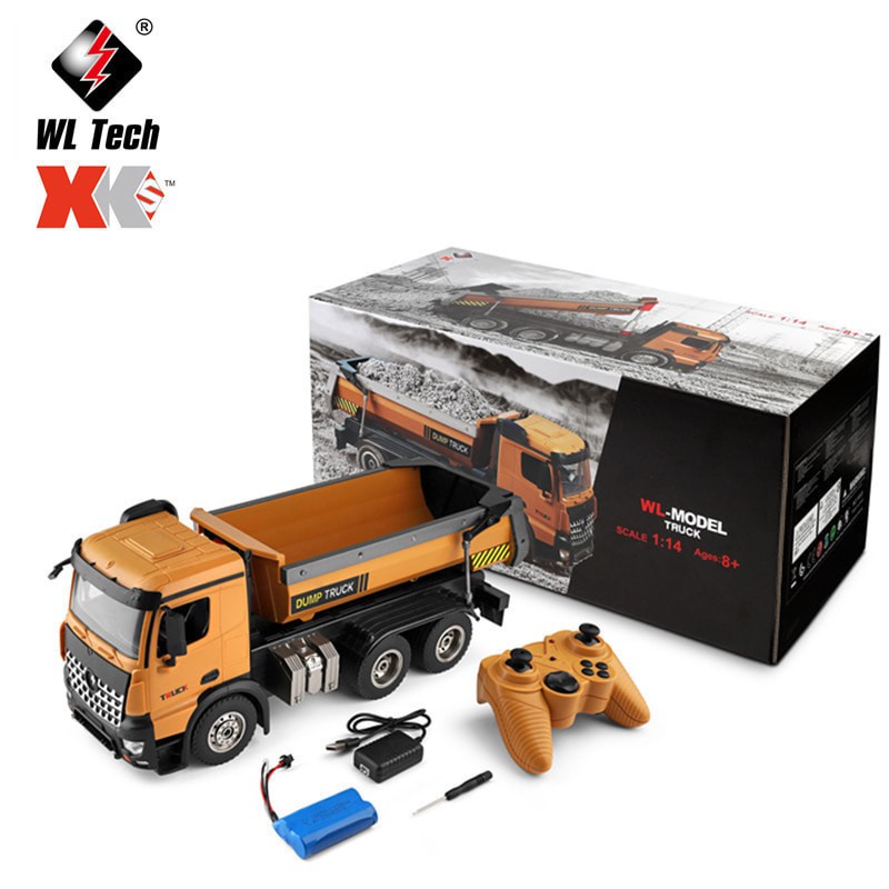 Xe ô tô tải ben điều khiển từ xa WL 14600 Mô hình xe công trình Xe ben RC 6 bánh