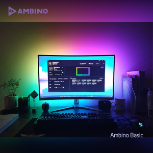 Bộ led dán màn hình Ambino Basic 29-34 inch Siêu sáng, siêu thông mình nháy theo nhạc, hiệu ứng đẹp