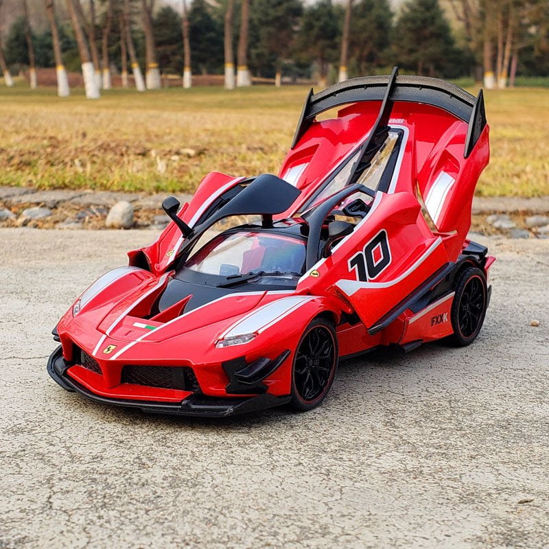 Mô hình siêu xe Ferrari FXX-K No.10 Hengteng tỉ lệ 124, mở được cửa, cốp, full kim loại, đồ chơi