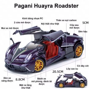 Mô hình xe Pagani Huayra Roadster 124 Chezhi vỏ kim loại mở được cửa, cốp, có còi đèn và âm thanh