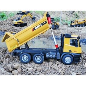 Xe ben công trình điều khiển từ xa huina 1582 bản nâng cấp vỏ kim loại đồ chơi mô hình xe tải 582 tỉ lệ 114