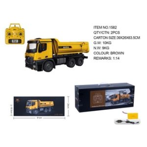 Xe ben công trình điều khiển từ xa huina 1582 bản nâng cấp vỏ kim loại đồ chơi mô hình xe tải 582 tỉ lệ 114
