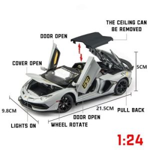 Xe mô hình Lamborghini Aventador SVJ 63 124 hãng Miniauto vỏ hợp kim, sơn tĩnh điện, đồ chơi mô hình