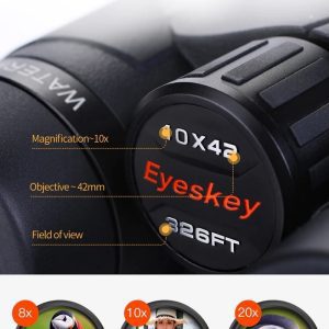 Ống nhòm 2 mắt Eyeskey 10X42ED siêu zoom chống nước, chống va đập đi săn ong, du lịch